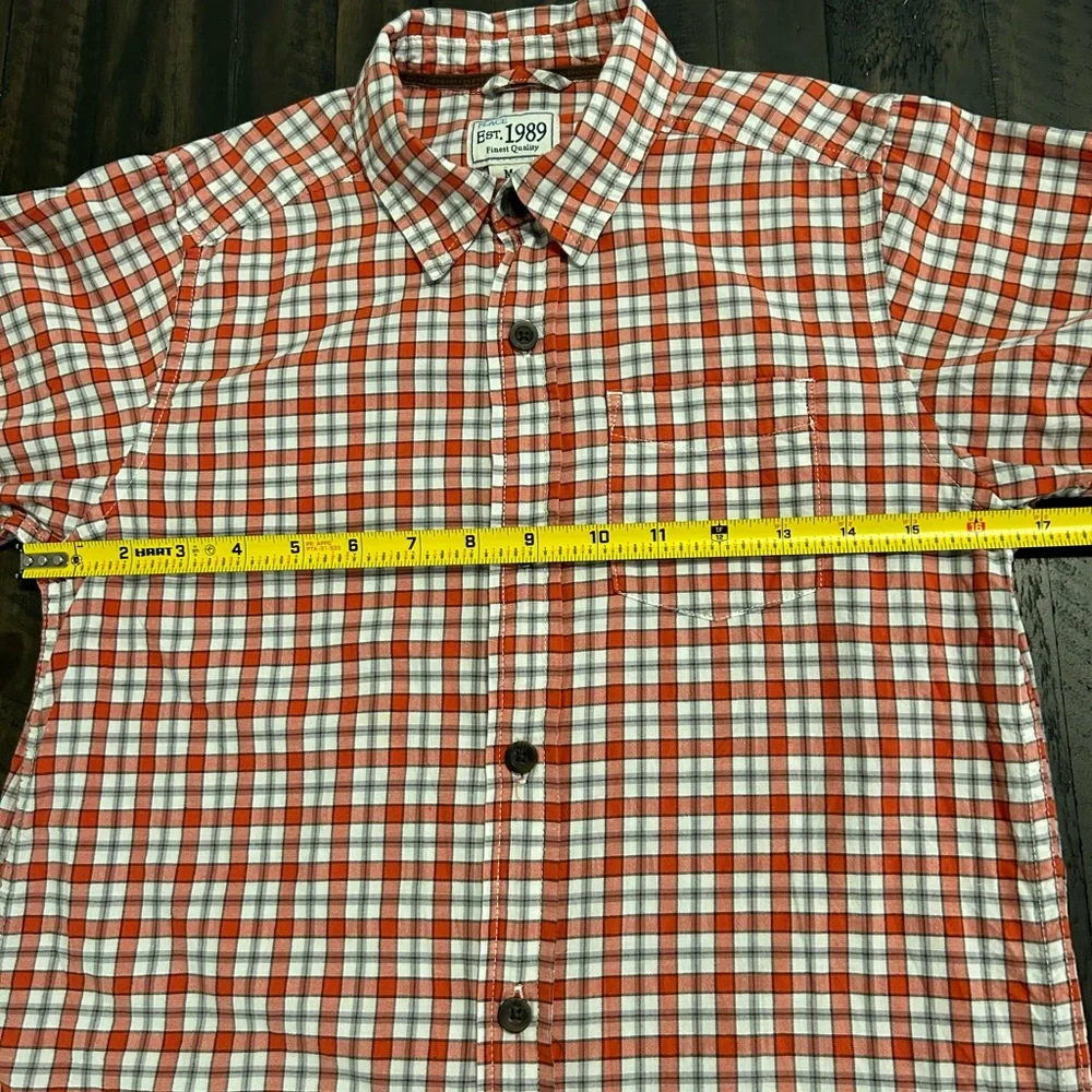 Place‎ Est. 1989 Orange White Black Plaid Boys Long Sleeve Shirt Size M 7/8